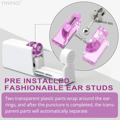 Ear Piercing Kit - Disposable Piercing Gun Preloaded with Different Style 3 mm Studs, at Home Self Piercer Kit (Little Silver Ball) - color: Little Silver Ball