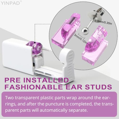 Ear Piercing Kit - Disposable Piercing Gun Preloaded with Different Style 3 mm Studs, at Home Self Piercer Kit (Little Silver Ball) - color: Little Silver Ball