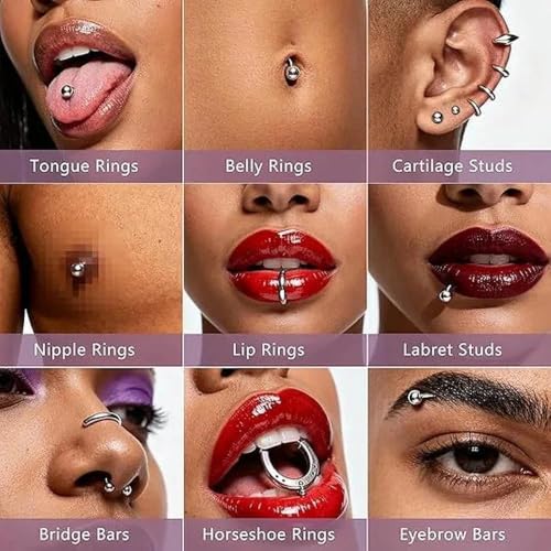 80pcs 16G/14G 316L Surgical Steel Piercing Balls Spikes for Externally Threaded Piercing Jewelry Men Women Piercing Barbell Parts for Eyebrow Nose Ear Lip Tongue Nipple Navel Belly Body Jewelry - size: 14G-5mm