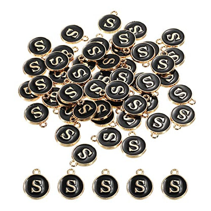 MECCANIXITY Alphabet Letter Charm Double Sided Alphabet Pendant, for Earring Jewelry Making - style: S
