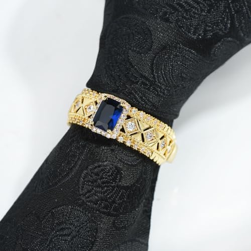 Sparkling Crystal Men's Neck Tie Ring Tie Clasp Necktie Clips Holder Tie Accessories with Box for Wedding Jewelry Gift - style: Gold Clips with Blue Square CZ