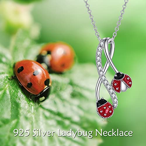 POPLYKE Cross Necklace for Women 925 Sterling Silver Cross Pendant Necklace Animal Jewelry Christmas Gifts for Women Mother Grandma - style: Ladybug-1