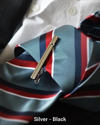 [TAVARAT] Tie Clip Tie Clips for Men Black Silver Tie Bar Tie Pin Tps-032 - style: silver black