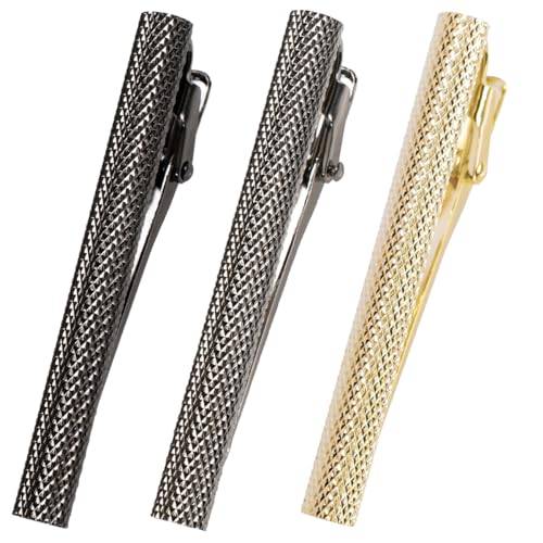 [TAVARAT] Tie Clip Tie Clips for Men Knurling Black Silver Tie Bar Tie Pin Tps-095 - style: 3set