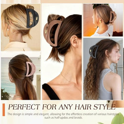 3 Pcs Flexible Hair Clip, 4.1Inch Flexible Claw Clip for Sleeping | Unsnappable Soft Claws Clips for Lying Down & Driving, Non-slip Strong Hold Hair Clips for Thin Thick Hair, Brown&Pink - color: Brown-pink