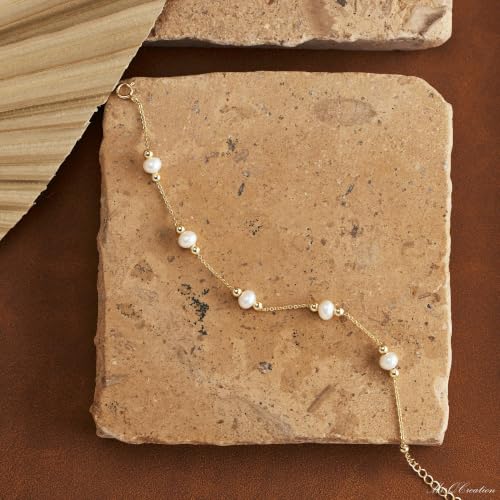 Pearl Bracelets for Women, 14k Gold Plated Dainty Beaded Bracelets Stack Link Chain Charm Bracelets Set Layered Tiny Jewelry for Women Christmas Gifts - style: GD-2