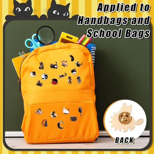 Giegxin 40 Pcs Cat Enamel Pins for Backpacks Cute Black Cat Brooches Gothic Lapel Pins for Clothes Bags Accessories Classroom - style: Black Cat