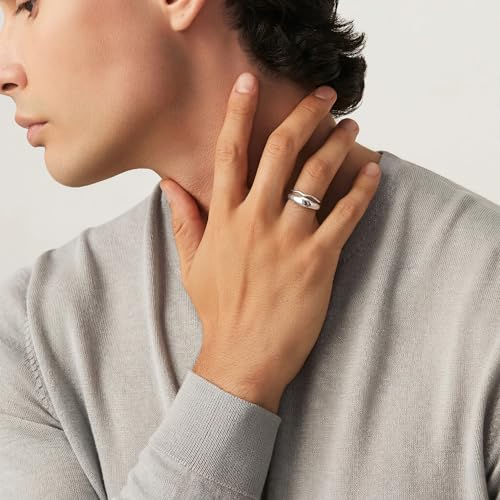 Gold Rings for Women Men Non Tarnish, Waterproof Chunky 14K Gold Plated Dainty Stackable Rings Trendy Statement Pinky Thumb Rings Engagement Eternity Wedding Band Ring Stacking Gold Jewelry Size 3 4 5 6 7 8 9 10 11 - color: Silver, size: 12.5