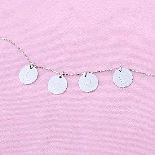 Sterling Silver Mini Initial Disc Round Charm Pendant for Women - color: J