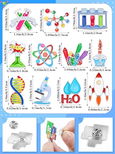 JUNEBRUSHS 28 pcs Science Enamel Pins Funny Scientist Laboratory Themed Brooch Lapel Pins for Party Decorations Gift Supplies Clothes Backpacks Decor Accessories - style: Science Enamel Style