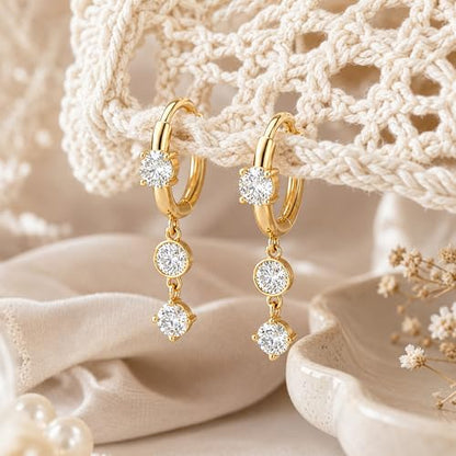 Mchic Dangle Earrings for Women: 18K Gold Plated CZ Drop Earrings Dainty Trendy Hypoallergenic Teardrop Bridal Wedding Style, Sparkly Elegant Dangling Jewelry Gift for Women Bridesmaid Prom Formal - color: Style 9-Gold