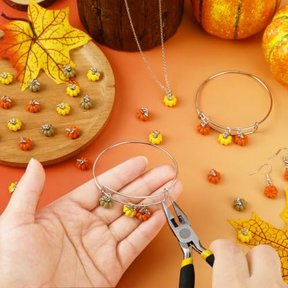 60Pcs Fall Pumpkin Charms for Bracelet Necklace Earrings Making | Alloy Enamel, Autumn Pumpkin Jewelry Pendants, Thanksgiving DIY Crafts and Gift, Harvest Celebration Party Supplies - style: Pumpkin Style