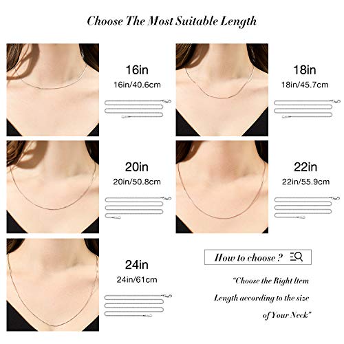 925 Sterling Silver Chain Necklace for Women 0.8mm Box Chain, Italian Necklace Chain, Super Strong & Thin & Long16/18/20/22/24 Inches - color: White Gold, size: 24 Inch