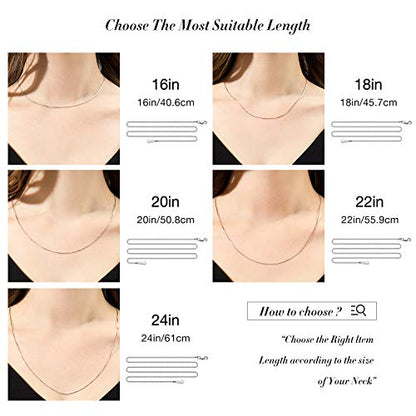 925 Sterling Silver Chain Necklace for Women 0.8mm Box Chain, Italian Necklace Chain, Super Strong & Thin & Long16/18/20/22/24 Inches - color: White Gold, size: 36 Inch