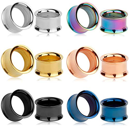Set of 12 pcs Stainless Steel Ear Plugs Large Double Flare Alloy Gauges Stretching Screw Fit Tunnels Gauge 2g - 1 inch - size: 8mm