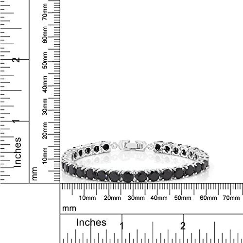 Gem Stone King Multi-Color Classic Tennis Bracelet for Women | Sparkling Round Cubic Zirconia CZ | 7.50 Cttw | 7 Inch | Fine Jewelry Gift for Mother's Day Birthday Anniversary Her Mom Wife - color: Black