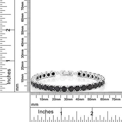Gem Stone King Multi-Color Classic Tennis Bracelet for Women | Sparkling Round Cubic Zirconia CZ | 7.50 Cttw | 7 Inch | Fine Jewelry Gift for Mother's Day Birthday Anniversary Her Mom Wife - color: Black