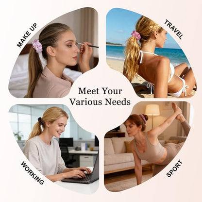 Ultra-Petite Satin Scrunchies for Women – 8PCS Blush Small Hair Ties – Soft Silk-Like Mini Hair Bands, No Crease, Frizz-Free, Gentle on Hair, Perfect for Daily Wear & Sleep - color: Small-Blusher