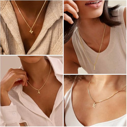 Gold Initial Necklace for Women, Dainty 14K Gold A-Z Letter Necklace Cute Pendant Personalized Name Necklace Trendy Fashion Jewelry Birithday Gift for Her - color: R