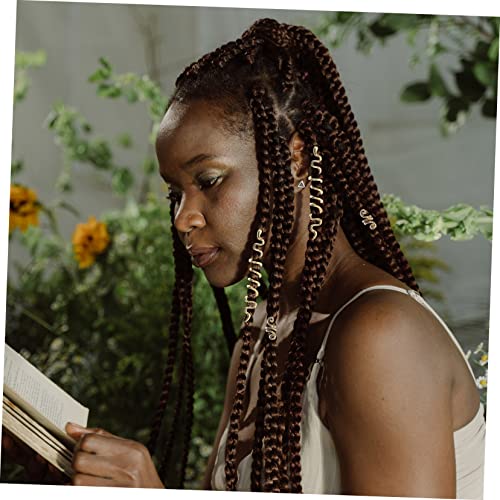 6pcs Hair Jewelry Set for Women Hair Clips Charms Cuffs Rings Spiral Coils Dreadlock Accessories for Braids
