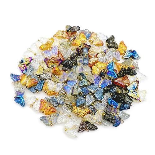 50 Pcs Crystal Glass Pendants for DIY Jewelry Making, AB Color Plated Charms for Bracelet Necklace Earring - style: 50 Pcs-Butterfly