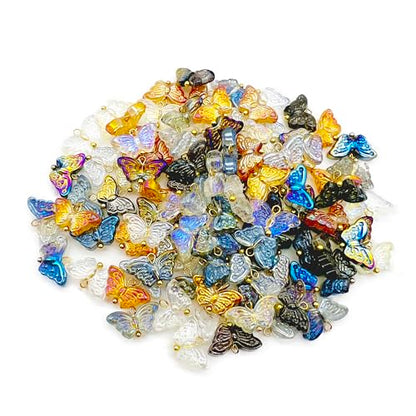 50 Pcs Crystal Glass Pendants for DIY Jewelry Making, AB Color Plated Charms for Bracelet Necklace Earring - style: 50 Pcs-Butterfly