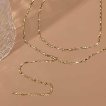 1PC Bohemian Y-shaped Long Necklace Women Fashion Layering Vacation Leisure Beach Necklace Party Jewelry Accessory - color: Gold