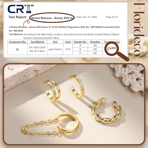 Florideco 4Pcs Ear Cuffs Non-Piercing for Women Dainty 14K Gold Plated Clip On Cartilage Earrings Hypoallergenic Huggie Hoop Cuffs Fake Earings for Non Pierced Ears - color: Double-14K Gold Plated