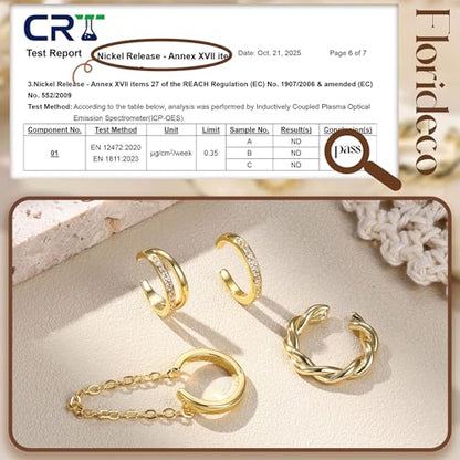 Florideco 4Pcs Ear Cuffs Non-Piercing for Women Dainty 14K Gold Plated Clip On Cartilage Earrings Hypoallergenic Huggie Hoop Cuffs Fake Earings for Non Pierced Ears - color: Double-14K Gold Plated