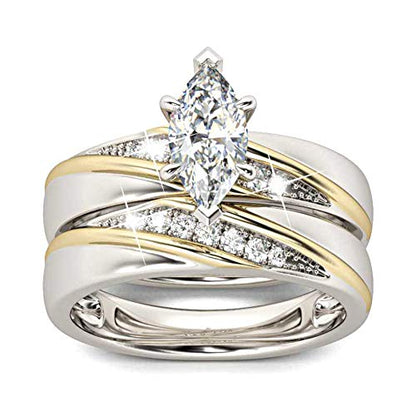 Jeulia Wedding Rings Engagement Rings for Women Anniversary Promise Ring Bridal Sets 925 Sterling Silver with 1.6 ct Primary Stone+ 0.32 ct Side Stone - color: 1Gold