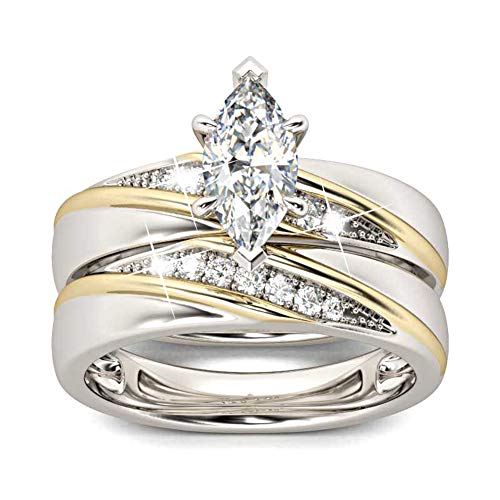 Jeulia Wedding Rings Engagement Rings for Women Anniversary Promise Ring Bridal Sets 925 Sterling Silver with 1.6 ct Primary Stone+ 0.32 ct Side Stone - color: 1Gold
