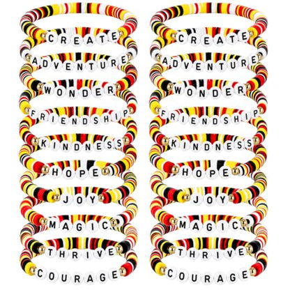 Liliaafar 20 Pcs Inspirational Friendship Bracelets Bulk Adjustable Motivational Beaded Bracelets for Back to School Teacher Gifts Classroom Party Favors - style: Cartoon Story Polymer Clay