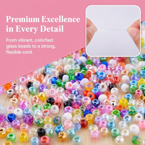 4800pcs 32 Color 4mm Glass Seed Beads for Bracelet Making with Storage Box | Glass Seed Beads for Bracelet Making Kit, Jewelry Making Supplies, Waist Beads, Friendship Bracelet Crafts