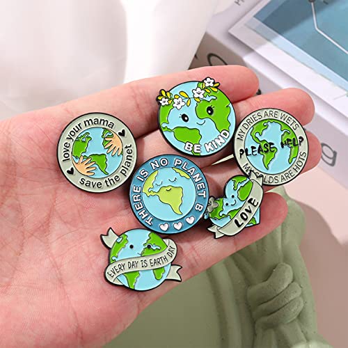 6 Pcs Cute Enamel Lapel Pins Sets Cartoon Animal Plant Fruits Foods Brooches Creative Pin Badges for Clothing Bags Backpacks Jackets Hat Accessory - color: Green