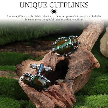 HAWSON Various Unique Cuff Links Mens, Animal/Tactical/Music/Holiday/Cufflinks, Themed Wedding Dinner Party Gift Suit Accessories - style: Beetle