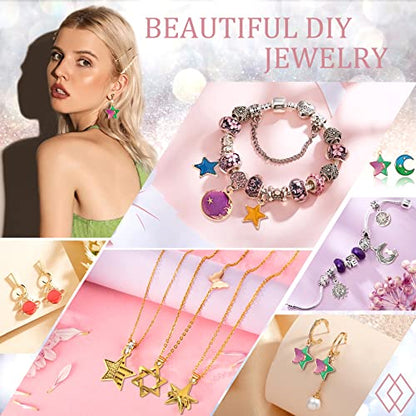 SANNIX 120Pcs Mixed Sun Star Moon Charms Jewelry Making Gold Enamel | Charm Pendants for DIY Necklace Bracelet Making Supplies - style: Sun Star Moon