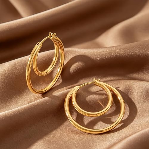Dremmy Studios Dainty CZ Huggie Hoop Earrings 14K Gold Plated Chunky Simple Cute Thick Round Frill Bead Ball Starburst Cuff Earrings Cubic Zirconia Hoop Earrings Minimalist Personalized Gift for Her - color: Circle B