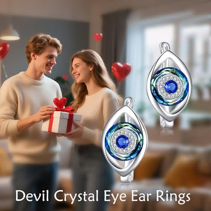 Blue Evil Eye/Celtic/Owl/Moonstone/Paw Print/Cubic Zirconia Hoop Earrings for Women 925 Sterling Silver Women Earrings Jewelry - style: eye A