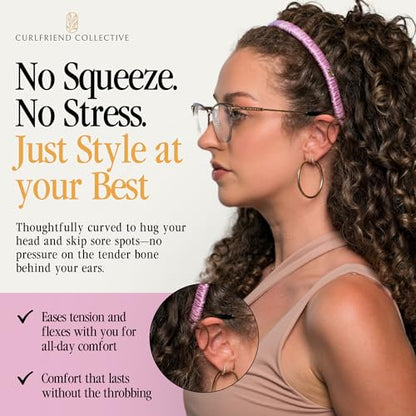 Curlfriend Collective Lilac Comfort Curve Silk Headband for Women | Luxury 100% Mulberry Silk Hair Accessory, No-Headache, Anti-Frizz, Non-Slip, Stylish Everyday - color: Lilac