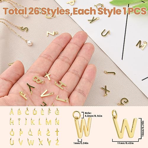 26Pcs 18K Gold Filled A-Z Alphabet Letters Charms for Jewelry Making, Initial A-Z Alphabet Charm Pendant Beads, Slide Glitter Pendants for Women DIY Bracelet Necklace Earrings Choker Making - color: Style A