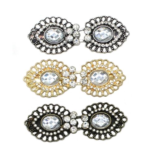 3pcs women's Vintage diamond Cardigan Collar Clip Shawl cape buckle Can be used as dress tightening clip sweater accessories - color: F