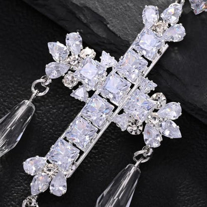 Silver Earrings for Women - Sparkly Crystal Clip On Earrings Statement Rhinestone Wedding Earring for Non Pierced Trendy Formal Prom Jewelry Gift - color: Silver 4