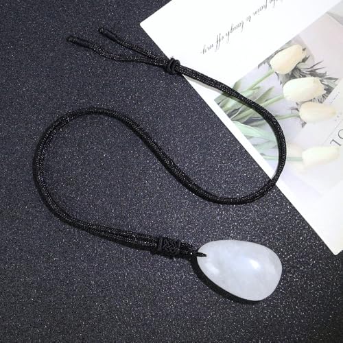 Anjiucc Natural Gemstone Tree of Life Black Obsidian/Golden Obsidian Pendant Necklace for Male and Female Necklace - color: Clear Quartz