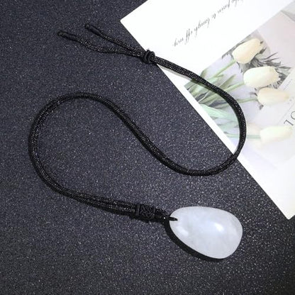 Anjiucc Natural Gemstone Tree of Life Black Obsidian/Golden Obsidian Pendant Necklace for Male and Female Necklace - color: Clear Quartz