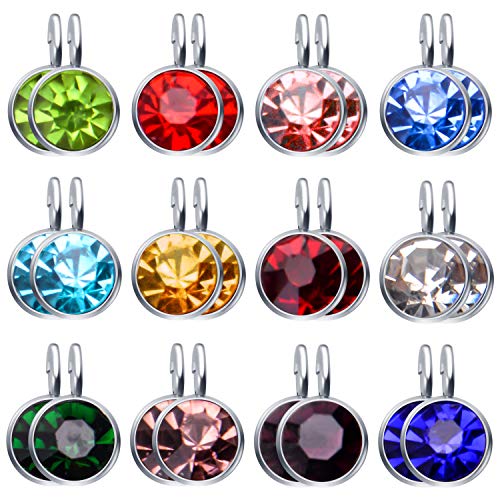 Aylifu Birthstone Charms Crystal Pendant Charms 12 Months Birth Charms for Necklace Bracelet Earring - color: 12 Color