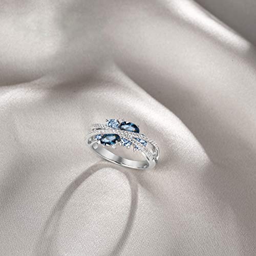 Santuzza 925 Sterling Silver Twist Ring White Cubic Zirconia Rings - color: [A]Blue