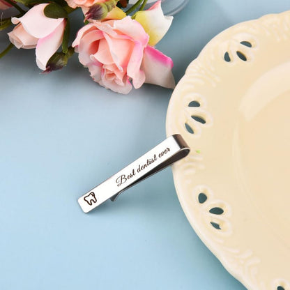 Silver Tooth Tie Clip Dental Dentist Gifts for Men Dental Hygienist Birthday Gifts for Him Tie Bars Clips Office Supplies - style: Best dentist ever