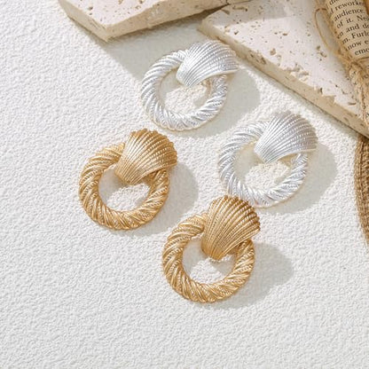 FANZE 2-3 Pairs Clip on Earrings Drop Earrings Set,Big Matte Gold Earrings Statement Earrings Jewelry Gift for Women - color: set-15