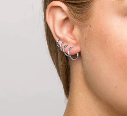 Titanium Huggie Hoop Earrings Hypoallergenic Nickel Free Hinged Sleeper Earrings for Sensitive Skin Cartilage Helix Lobes - style: Huggie 10mm silver