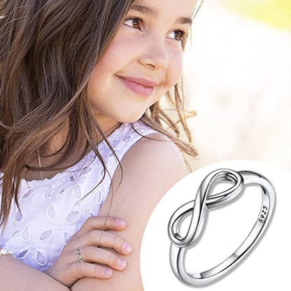 Bestyle Simple S925 Sterling Silver Infinity Rings Cubic Zirconia Rings, Nice Cute BFF Friendship Rings, Dainty Eternity Promise Wedding Bands Perfect Every Day Ring, Size 4-12, Words Engavable - color: 1. Silver Infinity Ring (NO custom)